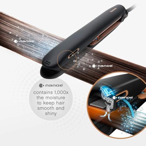Panasonic nanoe Flat Iron for Healthy, Shiny Hair, Hair Styling Iron with 1-inch Ceramic Plates and Intuitive Heat Technology, for Straightening, Smoothing and Curling - EH-HS99-K (Black/Rose Gold) - Image 5