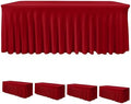 4 Pack Red Tablecloths Spandex Table Covers 8ft for Christmas Decor by HolidayIdeas