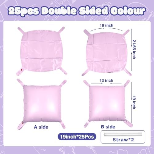 NISOCY 25PCS Matte Pastel Purple Square Foil Balloons Wall Backdrop - Image 2