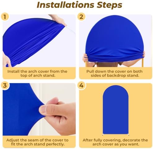 7.2 ft Arch Backdrop Cover Royal Blue - Double-Sided Spandex Arch Covers Stretchy Backdrop for Balloon Arches Birthday Party Baby Shower Banquet Wedding Photo Background - Image 3