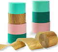 Sage-Green Pink-Gold Crepe Paper Streamers - 8 Rolls Green Party Decorations Streamer Birthday Rustic Wedding Bridal-Shower Bachelorette Engagement Paper Flowers Valentines Mothers Day Decor Panduola by Panduola