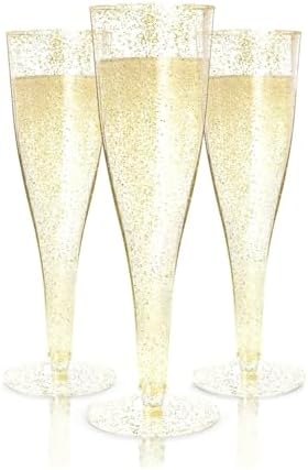Prestee Disposable Champagne Flutes, 4.5 oz Plastic Champagne Glasses by Prestee
