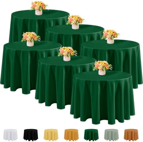 Fitable 6 Pack Hunter Green Round Tablecloths - 120 Inches in Diameter by Fitable
