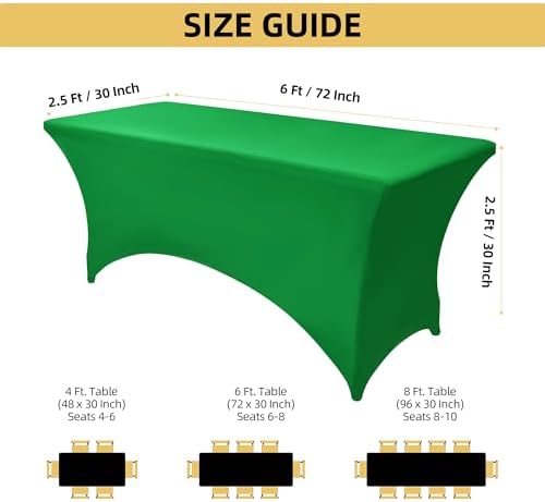 2-Pack 6ft Spandex Table Covers for Rectangle Standard Folding Tables - Wrinkle Resistant Stretch Tablecloths - Ultimate Fitted Table Protector for Parties, Trade Shows, Banquet - Image 4