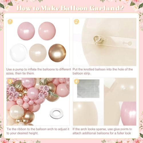 Pink and Gold Balloon Arch Kit Pearl Pink Balloon Garland Kit - Image 5