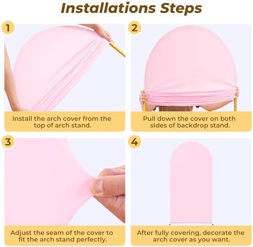 6.6 ft Arch Backdrop Cover Pink - Double-Sided Spandex Arch Covers Stretchy Backdrop for Balloon Arches Birthday Party Baby Shower Banquet Wedding Photo Background - Image 3
