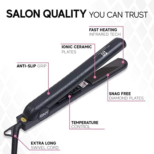 Brilliance New York 1.25 Inch Diamond Ceramic Flat Iron Hair Straightener, Professional Straightener Flat Iron with Anti-Static Ionic Plates - Image 4