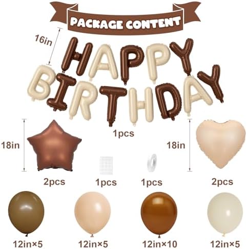 Cream Brown Birthday Decorations for Nude Fall Happy Birthday Balloon - Image 2