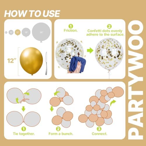PartyWoo Metallic Balloons 66pcs 12 Inch Metallic Multicolor Balloons - Image 5