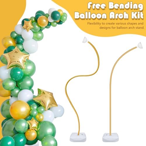 AerWo Balloon Arch Kit 9.35FT & 6FT, Free Bending Half Balloon Arch Stand with Base, Floor Gold Balloon Arch Frame Backdrop for Wedding Birthday Party Baby Shower Yard Lawn Home Christmas Decorations - Image 5