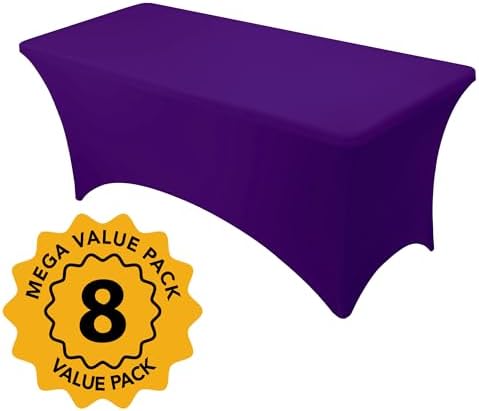 8-Pack Premium Purple Spandex Tablecloths for 6ft Rectangle Tables - Image 2