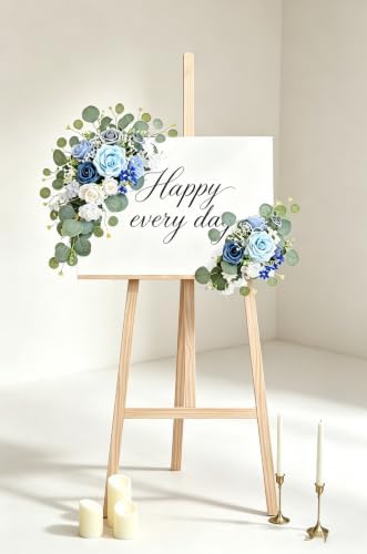 Odouzy Pack of 2 Wedding Arch, Artificial Flowers, Wedding Decor，Flower Garland Be Suited to Banquet, Party, Reception Entrance Welcome Sign and Background Decoration (Blue) - Image 3