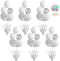 6 Set White Table Balloons Centerpiece with White and Confetti Balloons Stand Kit for Birthday Party Baby Shower Wedding Bridal Shower Prom Cake Table Decorations by Suppromo
