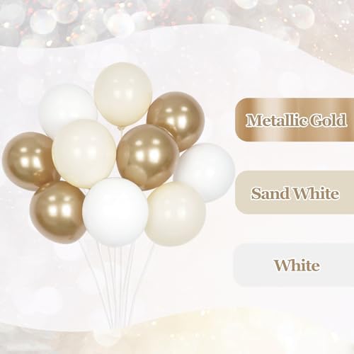 60pcs 12inch Gold and White Balloons with Sand White Confetti Balloons - Image 4