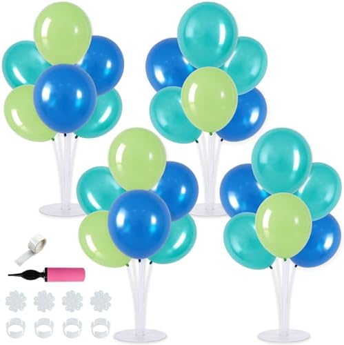 TONIFUL 4 Set Blue Cyan Green Balloon Stand Balloon Centerpieces for Table by TONIFUL