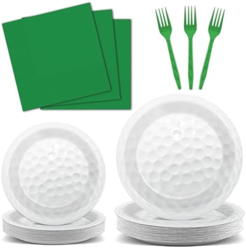 Qyeahkj 100 Pcs Golf Party Supplies Plates and Napkins Set Golf Birthday Decorations Paper Tableware Dinnerware Kit Disposable Sports Ball Themed Party Decor Favors for Kids Serves 25 by Qyeahkj