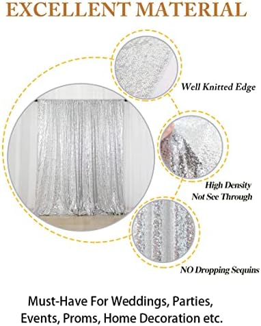 ShinyBeauty 8FTx8FT-Silver-SEQUIN Backdrop Shimmer Holiday Fabric Backdrops, Sequin Photography, Photo Booth Curtains (8FTx8FT, Silver) - Image 4