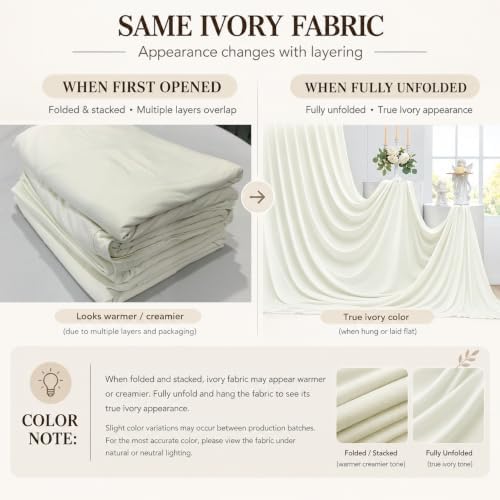 60x12 ft Ivory Backdrop Curtains for Weddings Parties, Birthdays and Photos - Image 5