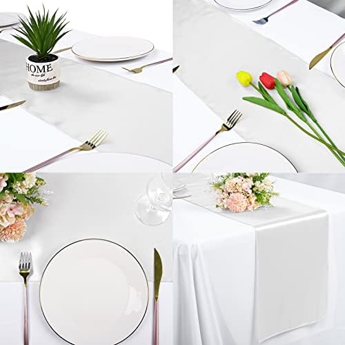 10-Pack White 12 x 108 inches Long Premium Satin Table Runner - Image 6