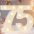 Pooqla Decorative Led Light Up Number Letters, White Plastic Marquee Number Lights Sign for 75th Birthday Party Wedding Decor Battery Operated Number (75) by Pooqla