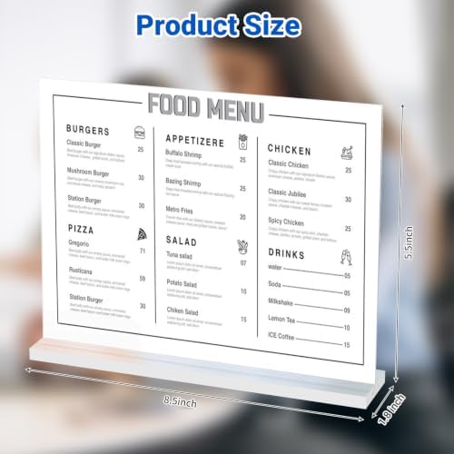 12 Pack Acrylic Sign Holder 8.5 x 5.5 Horizontal, Double-Sided Clear Sign Holder Plastic Stands for Display, T Shape Acrylic Table Sign Stands for Office Store Restaurants Wedding Party Decoration - Image 2