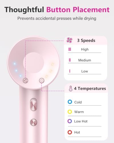 aowoka 160,000 RPM High-Speed Ionic Hair Dryer with Diffuser, Pink - Image 6