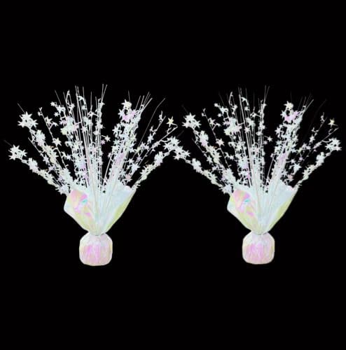 2 Pack Metallic Foil Spray Centerpiece Stars for Wedding, Birthday, Anniversary, Christmas Table Decor, Holiday Festival Baby Shower Graduation Mantle Party Decorations (Lridescent) by Unknown