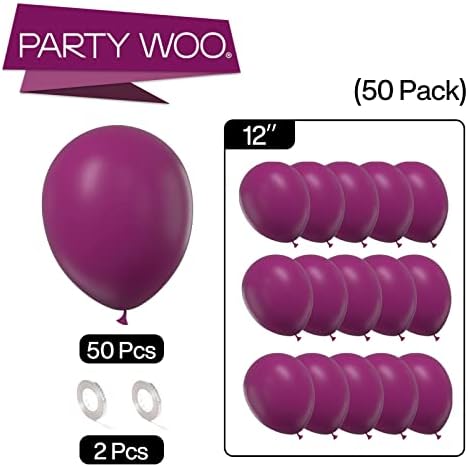 PartyWoo Dark Purple Balloons 50pcs Royal Purple Boho Neutral Color 12 Inch - Image 5