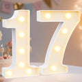 Pooqla Decorative LED Light Up Number Letters, White Plastic Marquee Number Lights Sign for Wedding Decor, Battery Operated (17) by Pooqla