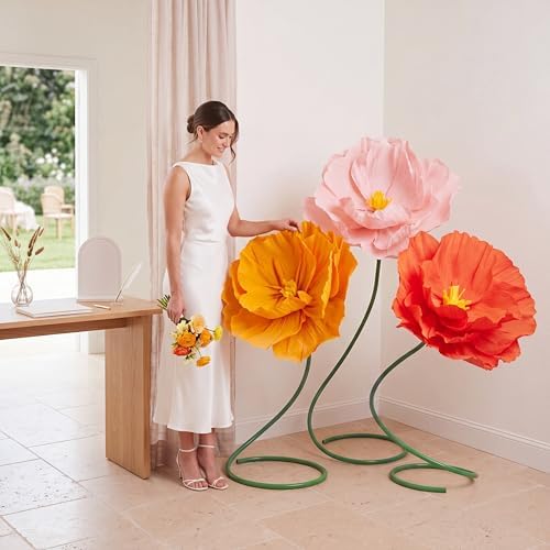 3 Pcs 5ft Giant Multicolor Poppy Flower Back to School Decor - Image 4