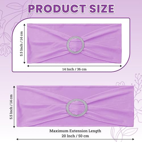 Pack of 125 Spandex Chair Sashes for Wedding Party & Event – Light Purple - Image 2