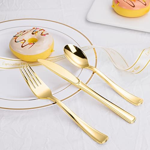 N9R 500PCS Gold Plastic Silverware, Disposable Plastic Cutlery/Utensils - Image 6