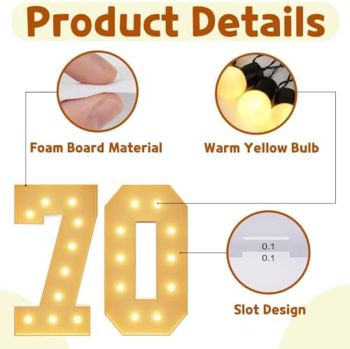 imprsv 70 Marquee Numbers, 4FT Light Up Numbers for 70th Birthday Decor - Image 4