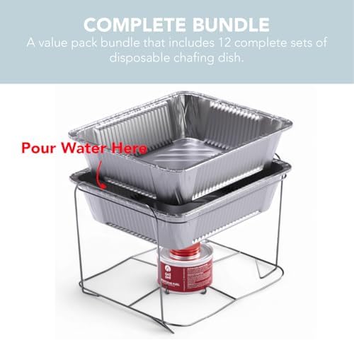 Alpha Living 12-Pack Disposable Chafing Dish Buffet Set with Fuel Cans - Image 6