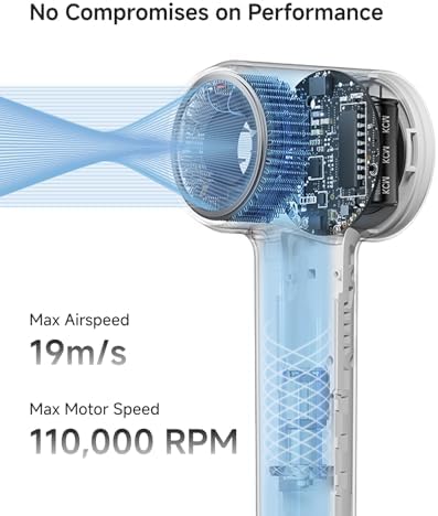 Laifen MINI Hair Dryer, Lightweight and Compact High Speed 200M Ionic Blow Dryer with 110, 000 RPM Powerful Motor for Fast Drying, Low Noise, Hairdryer with Magnetic Nozzle, Child Mode, HD310 - Image 5