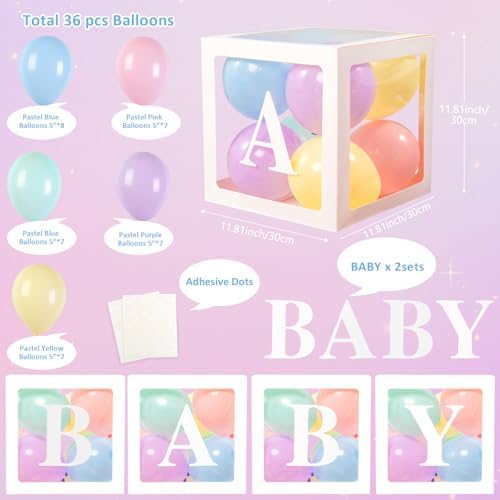 Voircoloria Baby Balloon Boxes with Letters, 4 Transparent Balloon Boxes - Image 2