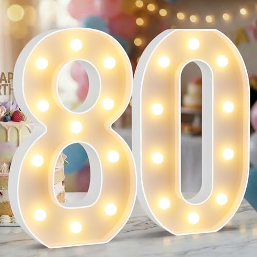 12.6 Inch Marquee Light Up Numbers 80 for Party Decorations by NANXU