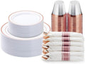 BESTVIP 175 Piece Rose Gold Plastic Dinnerware Set for 25 Guests by Bestvip