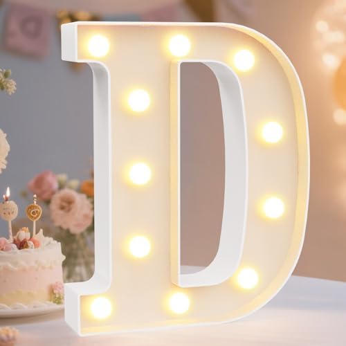 Pooqla LED Marquee Letter Lights Sign, Light Up Alphabet Letter for Home Party Wedding Decoration D by Pooqla