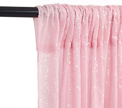 Pink Sequin Backdrop 2 Panels 2FTx8FT Birthday Party Backdrop Curtains - Image 6