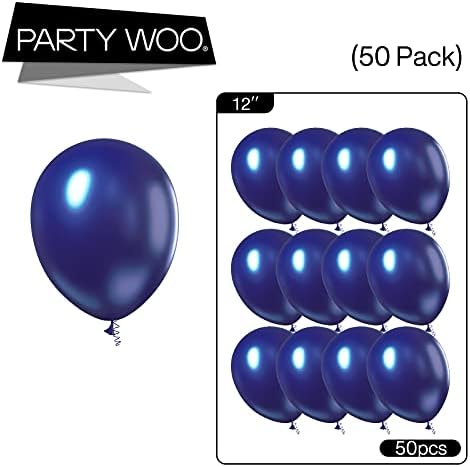 PartyWoo Navy Blue Balloons 50pcs Dark Blue Latex Helium Balloons 12 Inch (Pack of 2) - Image 2
