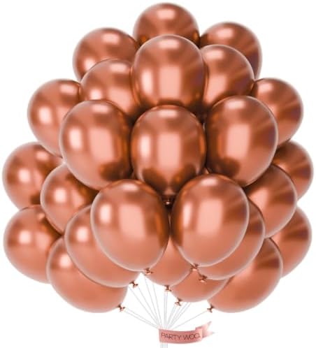 PartyWoo Copper Chrome Balloons 50pcs Metallic Brown Bronze Color 12 Inch by PartyWoo