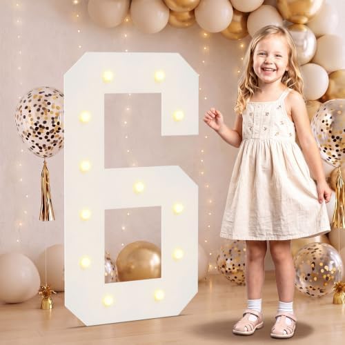 Large 2.4FT Marquee Light Up Numbers 6 for Party Decorations by NANXU
