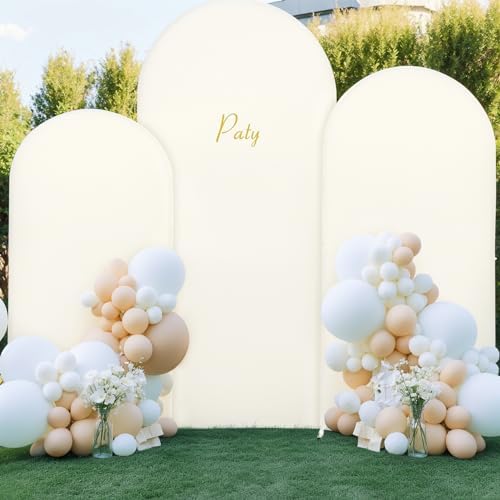 6.6 ft Arch Backdrop Cover Beige - Double-Sided Spandex Arch Covers Stretchy Backdrop for Balloon Arches Birthday Party Baby Shower Banquet Wedding Photo Background - Image 6