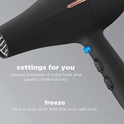 Infiniti PRO by CONAIR Hair Dryer,1875W Blow Dryer with Diffuser and Concentrator,Ceramic Technology,3 Heat & 2 Speed Settings,Cold Shot Button,Black,(Pack of 2) - Image 5