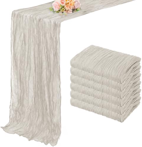 6 Pack Rose Brown Cheesecloth Table Runner 10FT Rustic Gauze Fabric Cheese Cloth Table Runner for Wedding Bridal Baby Shower Table Decor Boho Sheer Birthday Party Table Decorations 20 x 120 Inch Long by FoliafeelHome
