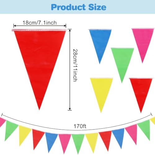 RUBFAC 1700ft 1200pcs Colorful Pennant Banner Flags Bulk - Image 2