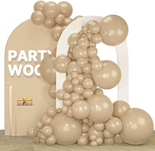 PartyWoo Cream Balloons 140pcs Beige Ivory Nude Neutral Boho Color by PartyWoo