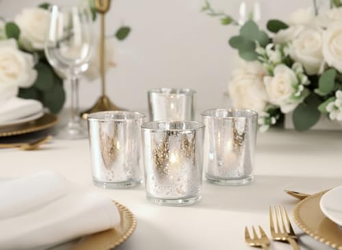 LETINE 48pcs Silver Votive Candle Holders –Glass Tea Light Candles Holder - Image 4
