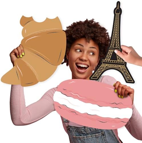 Big Dot of Happiness Stars Over Paris - Eiffel Tower, Macaroon and Croissant Decorations - Parisian Themed Party Large Photo Props - 3 Pc by BigDotofHappiness
